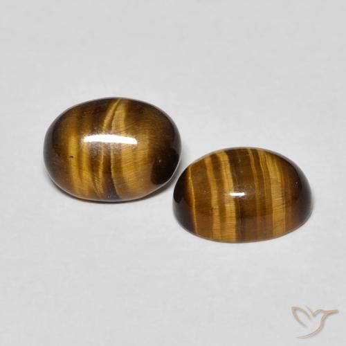 Gemas de Ojo de Tigre Marrón medio natural de 2.80 ct, Ovalada, Opaco