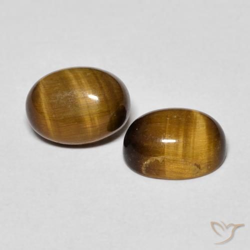 Gemas de Ojo de Tigre Marrón medio natural de 2.84 ct, Ovalada, Opaco