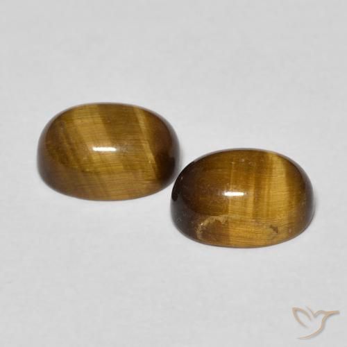 Gemas de Ojo de Tigre Marrón medio natural de 2.84 ct, Ovalada, Opaco