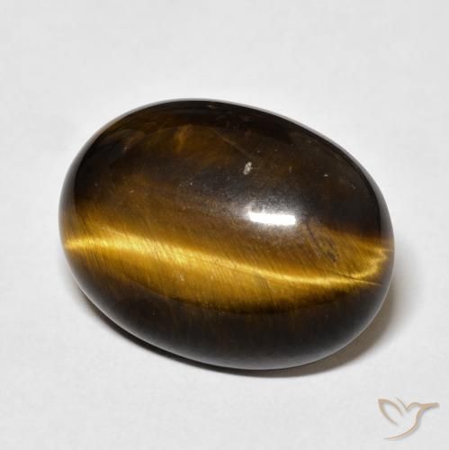 Ojo de Tigre Medium Dark-Brown natural de 14.75 ct, Ovalada, Opaco