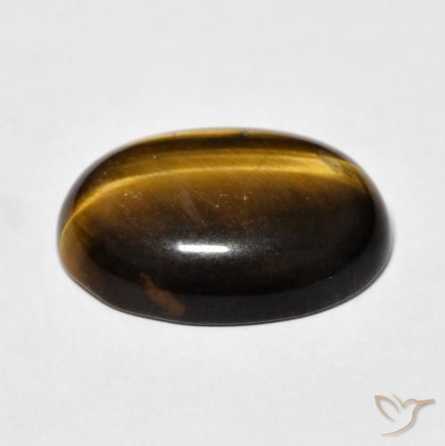 Ojo de Tigre Medium Dark-Brown natural de 14.75 ct, Ovalada, Opaco
