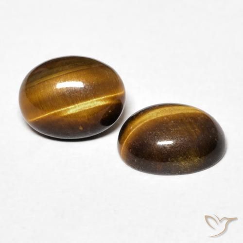 Gemas de Ojo de Tigre Marrón dorado natural de 2.44 ct, Ovalada, Opaco
