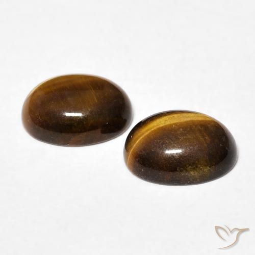 Gemas de Ojo de Tigre Marrón dorado natural de 2.44 ct, Ovalada, Opaco