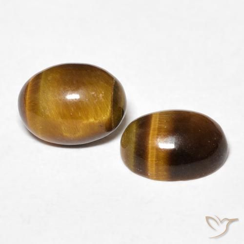 Gemas de Ojo de Tigre Marrón dorado natural de 2.64 ct, Ovalada, Opaco