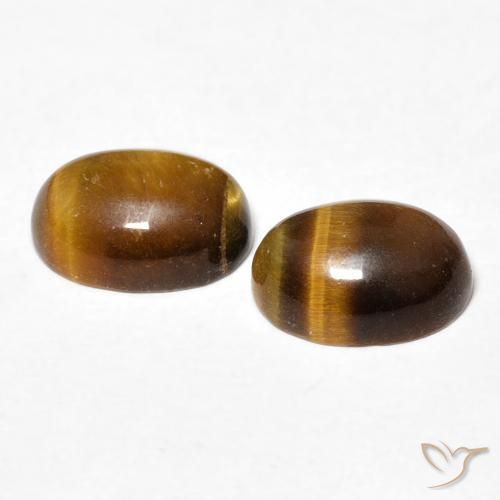 Gemas de Ojo de Tigre Marrón dorado natural de 2.64 ct, Ovalada, Opaco
