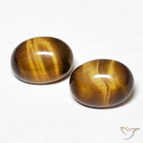 2.45ctw Natural Marrón cálido Ojo de Tigre, Ovalada, Opaco