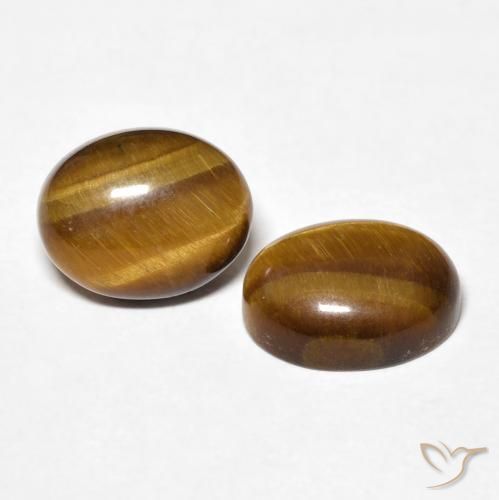 Gemas de Ojo de Tigre Marrón medio natural de 5.65 ct, Ovalada, Opaco