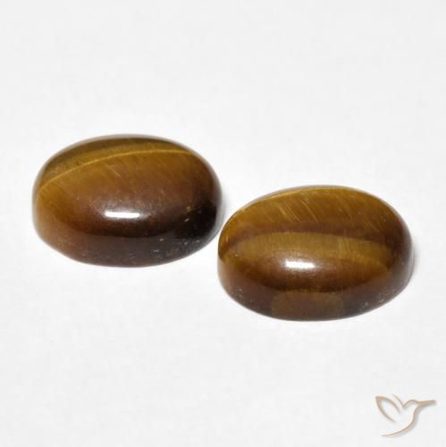 Gemas de Ojo de Tigre Marrón medio natural de 5.65 ct, Ovalada, Opaco