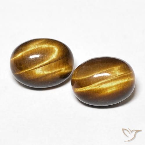 2.87ctw Natural Marrón amarillento Ojo de Tigre, Ovalada, Opaco