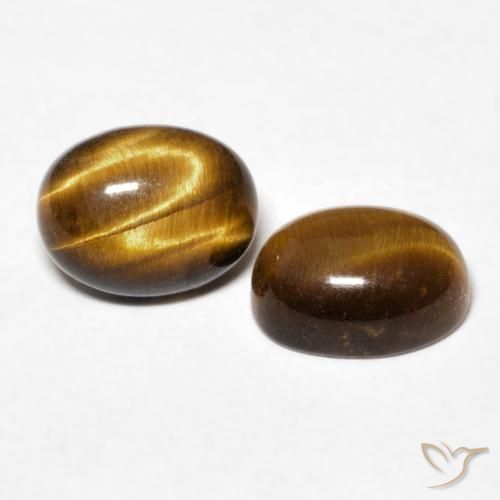 Gemas de Ojo de Tigre Marrón amarillento natural de 2.87 ct, Ovalada, Opaco