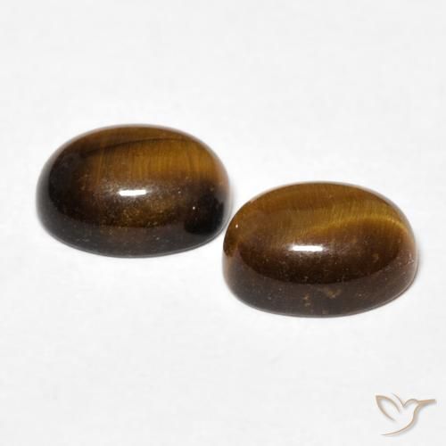 Gemas de Ojo de Tigre Marrón amarillento natural de 2.87 ct, Ovalada, Opaco