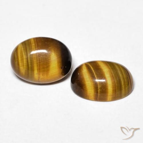 Gemas de Ojo de Tigre Marrón medio natural de 2.47 ct, Ovalada, Opaco