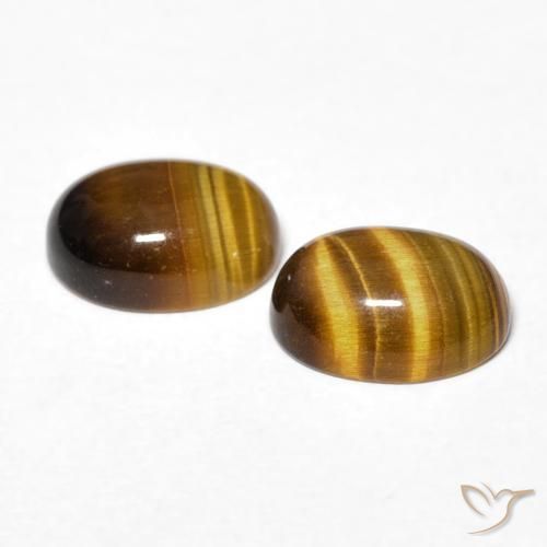 Gemas de Ojo de Tigre Marrón medio natural de 2.47 ct, Ovalada, Opaco