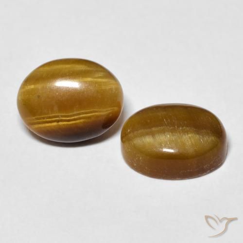 Gemas de Ojo de Tigre Marrón cálido natural de 6.08 ct, Ovalada, Opaco