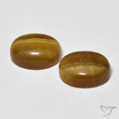 Gemas de Ojo de Tigre Marrón cálido natural de 6.08 ct, Ovalada, Opaco