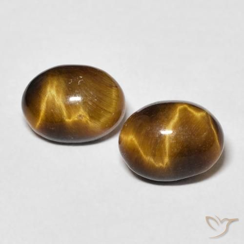 3.34ctw Natural Marrón amarillento Ojo de Tigre, Ovalada, Opaco