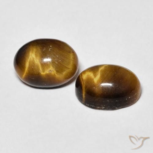 Gemas de Ojo de Tigre Marrón amarillento natural de 3.34 ct, Ovalada, Opaco