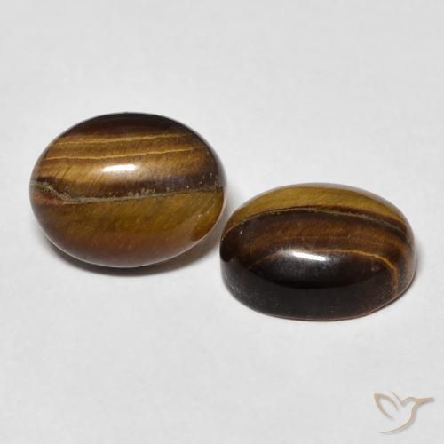 Gemas de Ojo de Tigre Marrón medio natural de 6.10 ct, Ovalada, Opaco