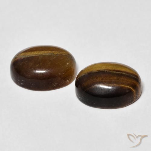 Gemas de Ojo de Tigre Marrón medio natural de 6.10 ct, Ovalada, Opaco
