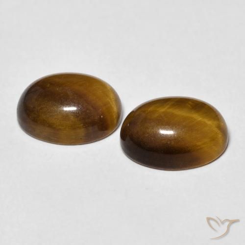 Gemas de Ojo de Tigre Marrón medio natural de 5.78 ct, Ovalada, Opaco