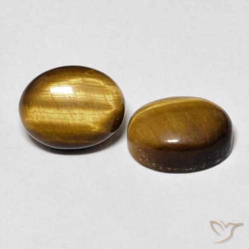 Gemas de Ojo de Tigre Marrón dorado natural de 6.38 ct, Ovalada, Opaco