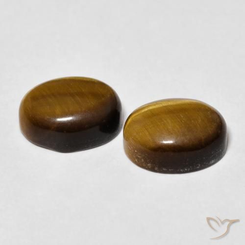 Gemas de Ojo de Tigre Marrón dorado natural de 6.38 ct, Ovalada, Opaco