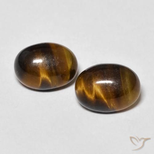 2.59ctw Natural Marrón dorado Ojo de Tigre, Ovalada, Opaco