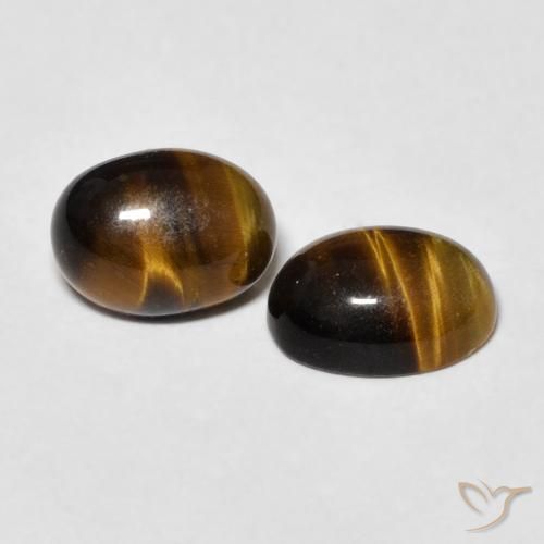 Gemas de Ojo de Tigre Marrón dorado natural de 2.59 ct, Ovalada, Opaco