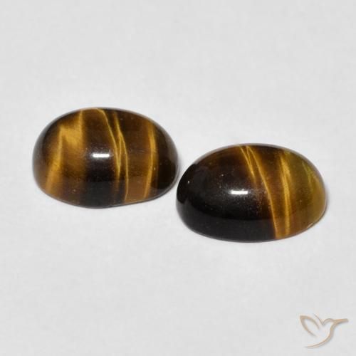 Gemas de Ojo de Tigre Marrón dorado natural de 2.59 ct, Ovalada, Opaco