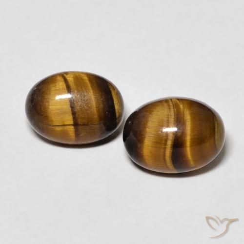 2.69ctw Natural Medium Dark-Brown Ojo de Tigre, Ovalada, Opaco