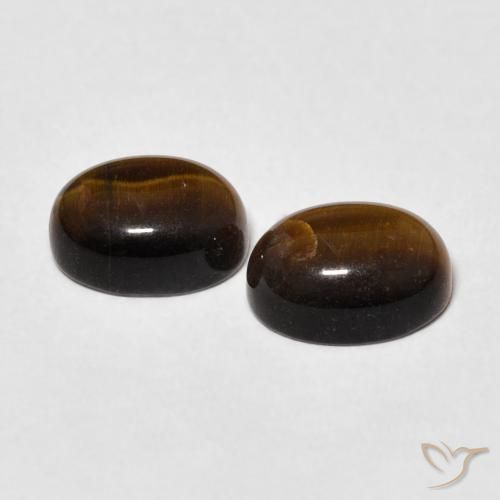 Gemas de Ojo de Tigre Medium Dark-Brown natural de 3.01 ct, Ovalada, Opaco