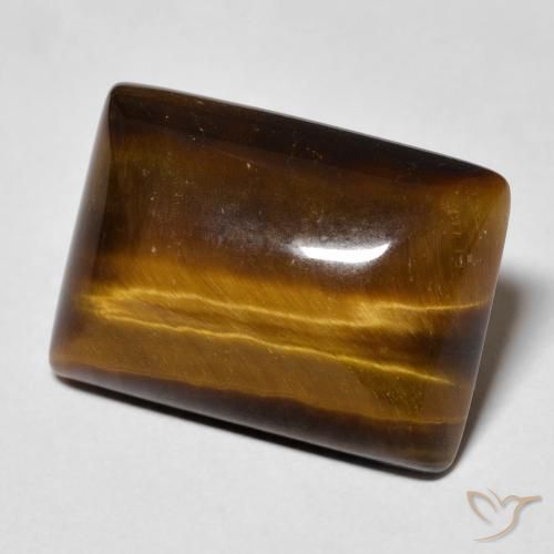 Ojo de Tigre Marrón jengibre natural de 12.74 ct, Corte Baguette, Opaco