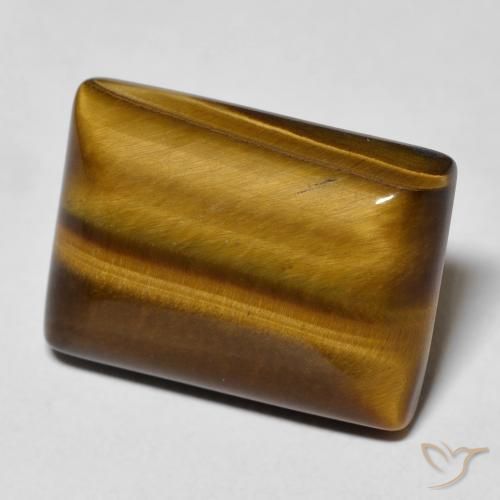 Ojo de Tigre Marrón dorado natural de 12.82 ct, Corte Baguette, Opaco