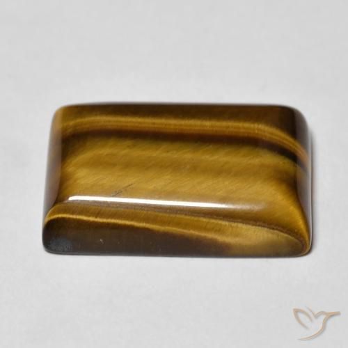 Ojo de Tigre Marrón dorado natural de 12.82 ct, Corte Baguette, Opaco
