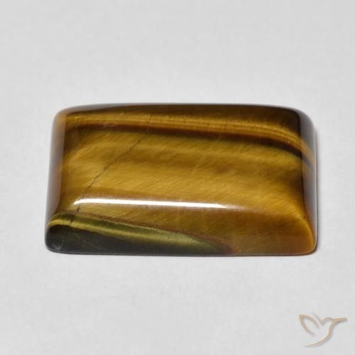 Ojo de Tigre Marrón dorado natural de 11.19 ct, Corte Baguette, Opaco
