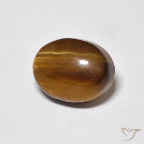 Ojo de Tigre Marrón amarillento natural de 3.08 ct, Ovalada, Opaco