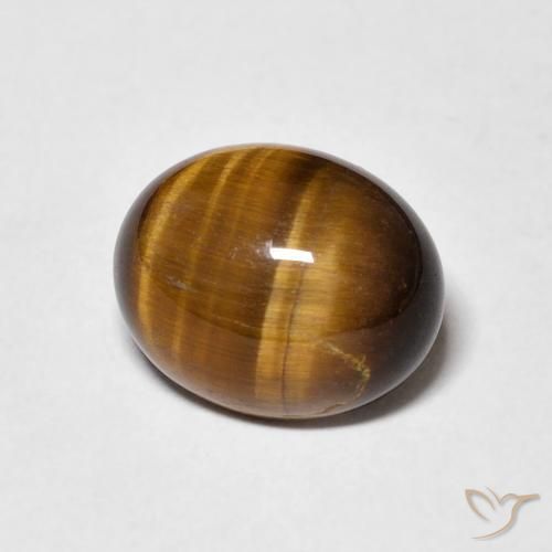 Ojo de Tigre Marrón amarillento natural de 3.75 ct, Ovalada, Opaco