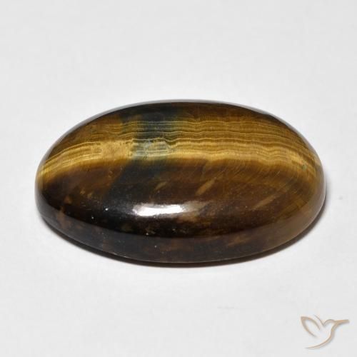 Ojo de Tigre Marrón cálido natural de 25.59 ct, Ovalada, Opaco
