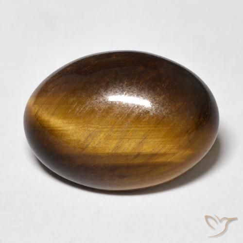 10.57ct Natural Marrón amarillento Ojo de Tigre, Ovalada, Opaco