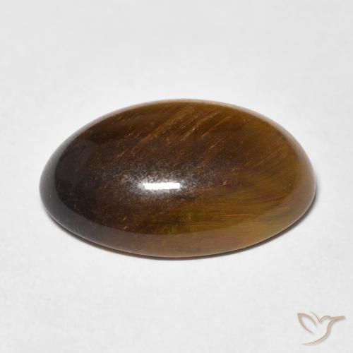 Ojo de Tigre Marrón amarillento natural de 10.57 ct, Ovalada, Opaco