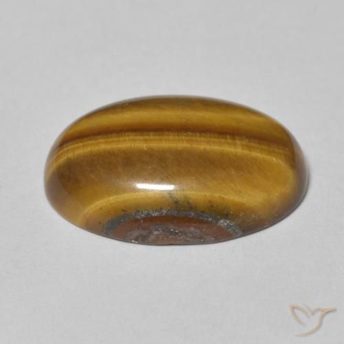 Ojo de Tigre Marrón medio natural de 9.70 ct, Ovalada, Opaco