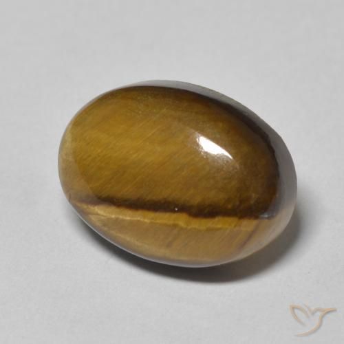 Ojo de Tigre Medium Light-Brown natural de 7.09 ct, Ovalada, Opaco