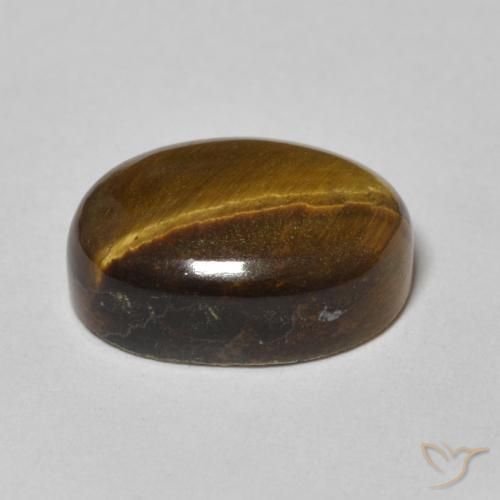 Ojo de Tigre Medium Light-Brown natural de 7.09 ct, Ovalada, Opaco