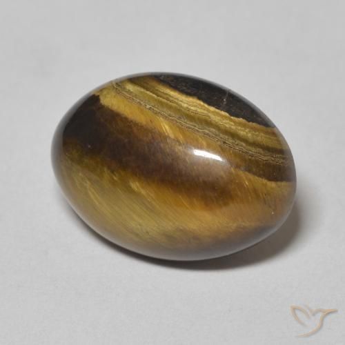 Ojo de Tigre Marrón amarillento natural de 6.16 ct, Ovalada, Opaco