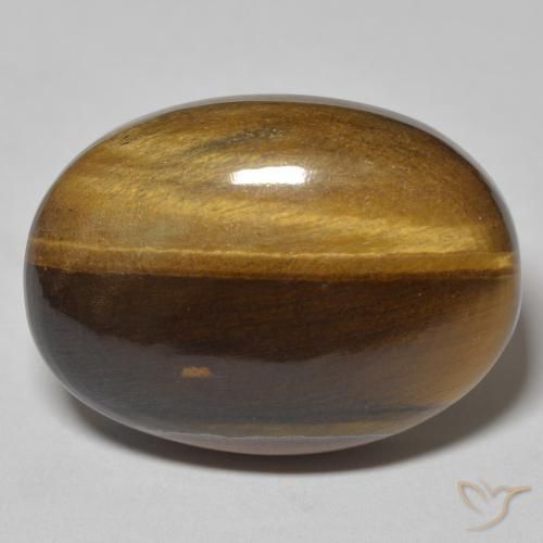 34.23ct Natural Marrón amarillento Ojo de Tigre, Ovalada, Opaco