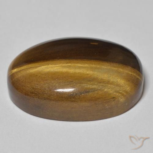 Ojo de Tigre Marrón amarillento natural de 34.23 ct, Ovalada, Opaco