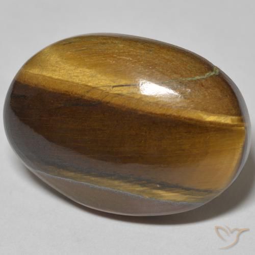 Ojo de Tigre Marrón amarillento natural de 30.36 ct, Ovalada, Opaco