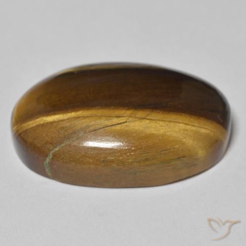 Ojo de Tigre Marrón amarillento natural de 30.36 ct, Ovalada, Opaco