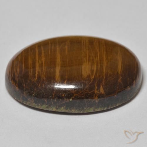 Ojo de Tigre Marrón medio natural de 28.66 ct, Ovalada, Opaco