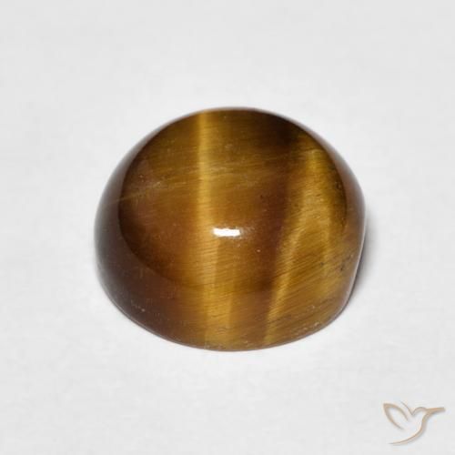 Ojo de Tigre Marrón medio natural de 4.24 ct, Redondo, Opaco